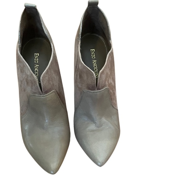 Vintage Enzo Angiolini Leather And Suede  Booties Pointed Toe Kitten Heel - Picture 2 of 8